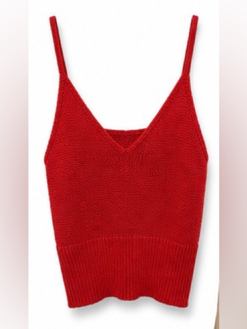 Urban Outfitters Red Knit V-Neck Tank